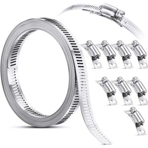 Tinor - Hose Clamp Steel Worm Gear Clamp, 304 Stainless Steel Clamps Adjustable Screw Hose Clamp (9 Pieces, 11.5 Feet) Tinor - Hose Clamp Steel Worm Gear Clamp, 304 Stainless Steel Clamps Adjustable Screw Hose Clamp (9 Pieces, 11.5 Feet)