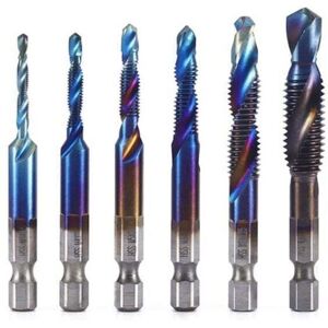 YMYNY Hss Titanium Plated Hex Shank Thread Drill Bits Metric Compound M3 M4 M5 M6 M8 M10 Machinery Hand Tools (Blue,6pcs) mumu YMYNY Hss Titanium Plated Hex Shank Thread Drill Bits Metric Compound M3 M4 M5 M6 M8 M10 Machinery Hand Tools (Blue,6pcs) mumu