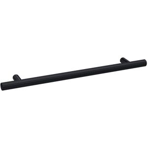 Hudson Reed - Nuie Matt Black 252mm Knurled Bar Furniture Handle with 192mm Hole Centres - H022 Hudson Reed - Nuie Matt Black 252mm Knurled Bar Furniture Handle with 192mm Hole Centres - H022