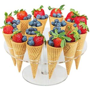 LONGZIMING Ice Cream Cone Holder, Mini Clear 16 Hole Round Acrylic ICE-Cream Cone Holder Holder, Non-Toxic Materials, For Ice Cream Cones, Popcorn Cone, Etc LONGZIMING Ice Cream Cone Holder, Mini Clear 16 Hole Round Acrylic ICE-Cream Cone Holder Holder, Non-Toxic Materials, For Ice Cream Cones, Popcorn Cone, Etc