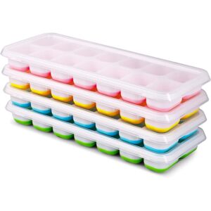 Hiasdfls - Ice Cube Tray, Set of 4 Ice Cube Molds with Lid, 14 Silicone Ice Cube Trays, lfgb Certified and bpa Free Hiasdfls - Ice Cube Tray, Set of 4 Ice Cube Molds with Lid, 14 Silicone Ice Cube Trays, lfgb Certified and bpa Free