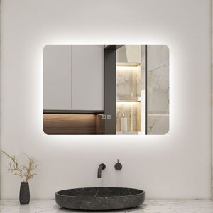 Biubiubath - Bathroom led Mirror 700x500mm Smart Bluetooth Bathroom Mirror with Shaver Socket, 3 Colour Lights, Anti-fog Biubiubath - Bathroom led Mirror 700x500mm Smart Bluetooth Bathroom Mirror with Shaver Socket, 3 Colour Lights, Anti-fog