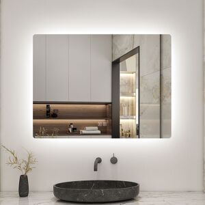 Biubiubath - Bathroom led Mirror 800x600mm Smart Bluetooth Bathroom Mirror with Shaver Socket, 3 Colour Lights, Anti-fog Biubiubath - Bathroom led Mirror 800x600mm Smart Bluetooth Bathroom Mirror with Shaver Socket, 3 Colour Lights, Anti-fog