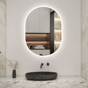 Biubiubath - Illuminated Bathroom led Mirror 800x600mm Oval Bathroom Mirror with 3 Colour Lights+Demister+Memory Function Biubiubath - Illuminated Bathroom led Mirror 800x600mm Oval Bathroom Mirror with 3 Colour Lights+Demister+Memory Function
