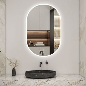 Biubiubath - Illuminated Bathroom led Mirror 900x600mm Oval Bathroom Mirror with 3 Colour Lights+Demister+Memory Function Biubiubath - Illuminated Bathroom led Mirror 900x600mm Oval Bathroom Mirror with 3 Colour Lights+Demister+Memory Function