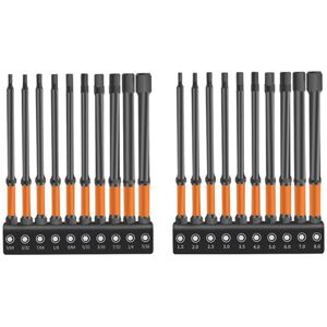 TLILY Impact Hex Heads Key Bit Set (Metric & SAE),1/4inch Shank Drill Set,Magnetic CNC Machined Tip,20pcs TLILY Impact Hex Heads Key Bit Set (Metric & SAE),1/4inch Shank Drill Set,Magnetic CNC Machined Tip,20pcs