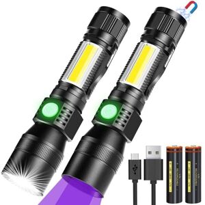 MEMKEY 3 in 1 uv Flashlight, Rechargeable usb led Torch, Zoomable Magnet, Waterproof cob Work Light, 7 Modes 395nm, Pet Urine Detector (2 Pack, 13cm) MEMKEY 3 in 1 uv Flashlight, Rechargeable usb led Torch, Zoomable Magnet, Waterproof cob Work Light, 7 Modes 395nm, Pet Urine Detector (2 Pack, 13cm)