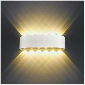 HOOPZI Indoor Wall Light led 12W White Modern Wall Lamp, IP65 waterproof Aluminum Outdoor Wall Lights, Up Down Spot Lamp for Living Room Bedroom Hall HOOPZI Indoor Wall Light led 12W White Modern Wall Lamp, IP65 waterproof Aluminum Outdoor Wall Lights, Up Down Spot Lamp for Living Room Bedroom Hall