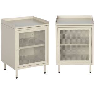 SWEEEK Set of 2 industrial cream metal bedside tables with 1 mesh door, 40 x 37 x 58,5 cm - Ohio SWEEEK Set of 2 industrial cream metal bedside tables with 1 mesh door, 40 x 37 x 58,5 cm - Ohio