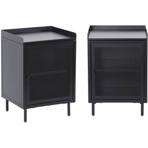 SWEEEK Set of 2 industrial black metal bedside tables with 1 mesh door, 40 x 37 x 58,5 cm - Ohio SWEEEK Set of 2 industrial black metal bedside tables with 1 mesh door, 40 x 37 x 58,5 cm - Ohio