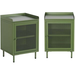 SWEEEK Set of 2 industrial green metal bedside tables with 1 mesh door, 40 x 37 x 58,5 cm - Ohio SWEEEK Set of 2 industrial green metal bedside tables with 1 mesh door, 40 x 37 x 58,5 cm - Ohio