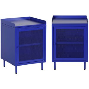 SWEEEK Set of 2 industrial blue metal bedside tables with 1 mesh door, 40 x 37 x 58,5 cm - Ohio SWEEEK Set of 2 industrial blue metal bedside tables with 1 mesh door, 40 x 37 x 58,5 cm - Ohio