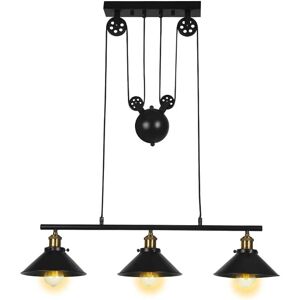 NORCKS Industrial Pendant Light Retro Pulley Ceiling Light Vintage Pendant Lights E27 Black Metal Lampshade For Kitchen Bar Hallway Dining Room NORCKS Industrial Pendant Light Retro Pulley Ceiling Light Vintage Pendant Lights E27 Black Metal Lampshade For Kitchen Bar Hallway Dining Room
