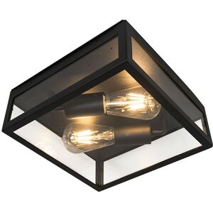 Qazqa Modern Industrial Black Ceiling Light - 2 Lights - Suitable for LED Qazqa Modern Industrial Black Ceiling Light - 2 Lights - Suitable for LED