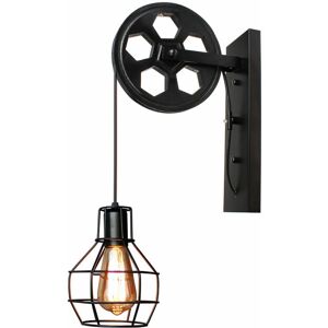 AXHUP Industrial Wall Light Fixture Vintage Retro Pulley Wall Lamp Creative Metal Iron Wall Sconce E27 for Bedside Living Room Indoor Outdoor (Black) AXHUP Industrial Wall Light Fixture Vintage Retro Pulley Wall Lamp Creative Metal Iron Wall Sconce E27 for Bedside Living Room Indoor Outdoor (Black)