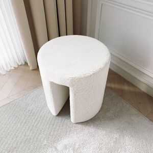 CARME HOME Isla Ivory Boucle Stool for Bedroom Living room home decoration CARME HOME Isla Ivory Boucle Stool for Bedroom Living room home decoration