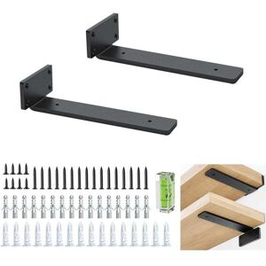 Mumu - Jalleria Wall Shelf Bracket, 2 Pack 20 cm/8 inch Heavy Duty Industrial Shelf Bracket, Black Metal l Brackets to Support diy Shelving (1/5 inch Mumu - Jalleria Wall Shelf Bracket, 2 Pack 20 cm/8 inch Heavy Duty Industrial Shelf Bracket, Black Metal l Brackets to Support diy Shelving (1/5 inch