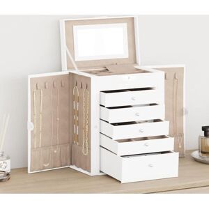 Jewellery Box 6-Layer with Mirror Lockable White Vidaxl Jewellery Box 6-Layer with Mirror Lockable White Vidaxl