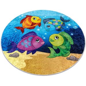 Rugsx - junior 51594.801 circle washing carpet fishes, ocean for children anti-slip - blue multicolour round 100 cm Rugsx - junior 51594.801 circle washing carpet fishes, ocean for children anti-slip - blue multicolour round 100 cm