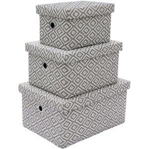 JVL Argyle Set of 3 Rectangular Lidded Storage Baskets JVL Argyle Set of 3 Rectangular Lidded Storage Baskets