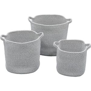 JVL Edison Cotton Rope Storage Baskets, Set of 3, Grey JVL Edison Cotton Rope Storage Baskets, Set of 3, Grey