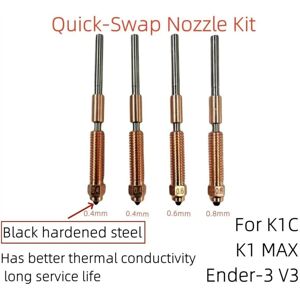 TLILY K1C 3D Printer Accessories,Copper Alloy and Hardened Steel Nozzle,Quick Release Nozzle Kit for Ender3v3/K1Max/K1C TLILY K1C 3D Printer Accessories,Copper Alloy and Hardened Steel Nozzle,Quick Release Nozzle Kit for Ender3v3/K1Max/K1C