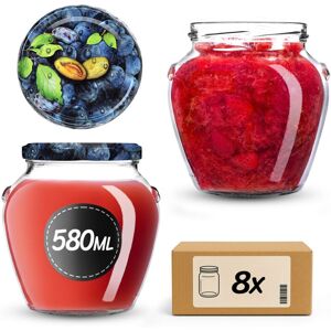 KADAX 580ml preserving jars with screw-on lids (82mm diameter), screw-top jars with lids, canning jars, preserving jars for preserving honey, fruit KADAX 580ml preserving jars with screw-on lids (82mm diameter), screw-top jars with lids, canning jars, preserving jars for preserving honey, fruit
