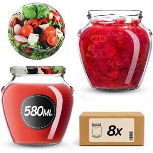 KADAX 580ml preserving jars with screw-on lids (82mm diameter), screw-top jars with lids, canning jars, preserving jars for preserving honey, fruit KADAX 580ml preserving jars with screw-on lids (82mm diameter), screw-top jars with lids, canning jars, preserving jars for preserving honey, fruit