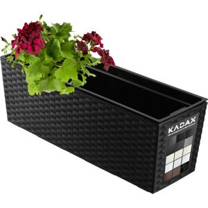 KADAX flower box with insert, 18 x 56 cm, rattan pattern, black KADAX flower box with insert, 18 x 56 cm, rattan pattern, black