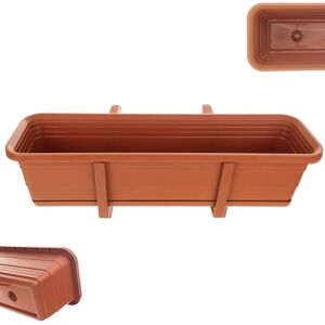 KADAX flower box with saucer set, with or without flower box brackets, balcony pot made of synthetic material KADAX flower box with saucer set, with or without flower box brackets, balcony pot made of synthetic material