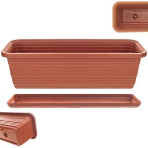 KADAX flower box with saucer set, with or without flower box brackets, balcony pot made of synthetic material KADAX flower box with saucer set, with or without flower box brackets, balcony pot made of synthetic material