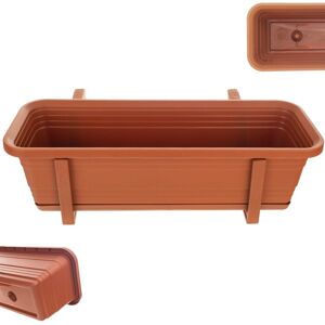KADAX flower box with saucer set, with or without flower box brackets, balcony pot made of synthetic material KADAX flower box with saucer set, with or without flower box brackets, balcony pot made of synthetic material