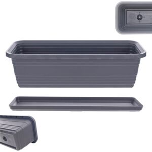 KADAX flower box with saucer set, with or without flower box brackets, balcony pot made of synthetic material KADAX flower box with saucer set, with or without flower box brackets, balcony pot made of synthetic material