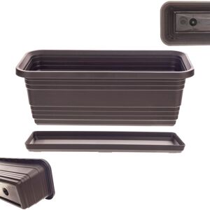 KADAX flower box with saucer set, with or without flower box brackets, balcony pot made of synthetic material KADAX flower box with saucer set, with or without flower box brackets, balcony pot made of synthetic material