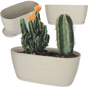 KADAX flower pot with saucer, made of plastic, oval, 27 cm, cream KADAX flower pot with saucer, made of plastic, oval, 27 cm, cream