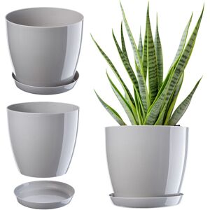 KADAX flower pot with saucer, made of plastic, round, 12 cm, grey KADAX flower pot with saucer, made of plastic, round, 12 cm, grey
