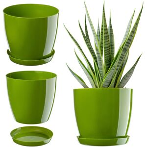 KADAX flower pot with saucer, made of plastic, round, 28 cm, green KADAX flower pot with saucer, made of plastic, round, 28 cm, green