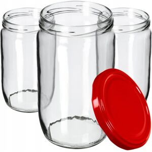KADAX, round glass containers with screw-on lids, set of 24, 720 ml, red, 8.7 x 8.7 x 15 cm KADAX, round glass containers with screw-on lids, set of 24, 720 ml, red, 8.7 x 8.7 x 15 cm