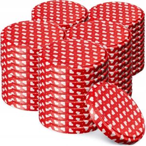 KADAX screw caps, 82 mm diameter, twist-off metal lids, 50 pieces, heart design KADAX screw caps, 82 mm diameter, twist-off metal lids, 50 pieces, heart design