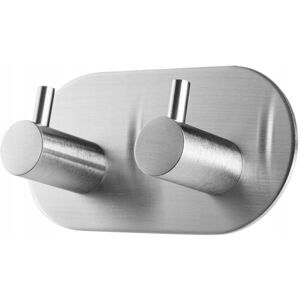 KADAX self-adhesive hooks, wall hooks, kitchen hooks, double, silver, oval KADAX self-adhesive hooks, wall hooks, kitchen hooks, double, silver, oval