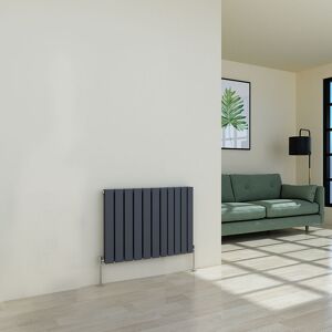 Warmehaus - 600 x 750mm Anthracite Double Flat Panel Horizontal Radiator Warmehaus - 600 x 750mm Anthracite Double Flat Panel Horizontal Radiator