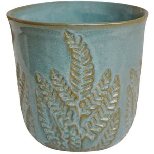 Kew Embossed Fern Planter - Ceramic - L19 x W19 x H18 cm - Teal Kew Embossed Fern Planter - Ceramic - L19 x W19 x H18 cm - Teal