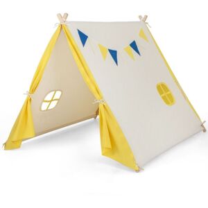 COSTWAY Kids Play Tent Cotton Canvas Playhouse Toddler Castle Tent w/ Solid Wood Frame COSTWAY Kids Play Tent Cotton Canvas Playhouse Toddler Castle Tent w/ Solid Wood Frame