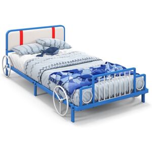 COSTWAY Kids Single Bed Frame 3FT Metal Slat Support Bedstead With Padded Headboard COSTWAY Kids Single Bed Frame 3FT Metal Slat Support Bedstead With Padded Headboard