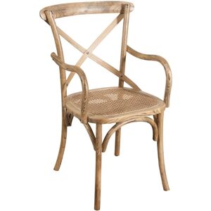 Biscottini - Kitchen chair Wooden and rattan rustic chair 90x52x44 cm Armchair with arms Modern dining room chair Thonet vintage Biscottini - Kitchen chair Wooden and rattan rustic chair 90x52x44 cm Armchair with arms Modern dining room chair Thonet vintage
