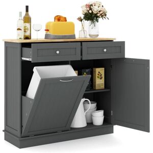 COSTWAY Kitchen Trash Cabinet Tilt Out Trash Bin Cabinet Freestanding Recycling Cabinet COSTWAY Kitchen Trash Cabinet Tilt Out Trash Bin Cabinet Freestanding Recycling Cabinet