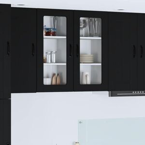 Kitchen Cabinet 2 pcs Black 40 x 31 x 80 cm Engineered Wood vidaXL Kitchen Cabinet 2 pcs Black 40 x 31 x 80 cm Engineered Wood vidaXL