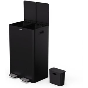 Klarstein - EcoVista Kitchen Bin - 60L Waste Separation with 3L Compost Bin, Soft-Close Lid, Stainless Steel, Removable Compartments, Black Klarstein - EcoVista Kitchen Bin - 60L Waste Separation with 3L Compost Bin, Soft-Close Lid, Stainless Steel, Removable Compartments, Black