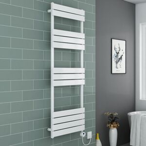 Warmehaus - Flat Dual Fuel Electric Thermostatic Towel Rail 1600x600mm White Warmehaus - Flat Dual Fuel Electric Thermostatic Towel Rail 1600x600mm White