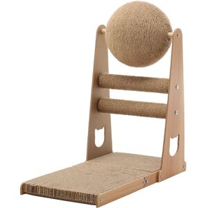 LIVINGANDHOME L-Shaped Cat Scratcher with Cat Scratching Ball LIVINGANDHOME L-Shaped Cat Scratcher with Cat Scratching Ball